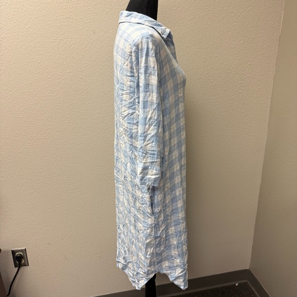 Lauren Ralph Lauren Blue Plaid Shirt Dress Tunic Button Down Roll Sleeve L - Picture 8 of 11